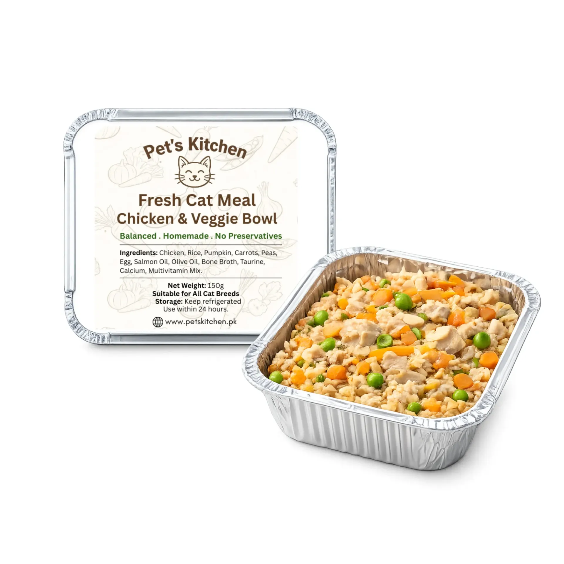 Chicken & Veggie Bowl 500g | Homemade One-Day Cat Meal