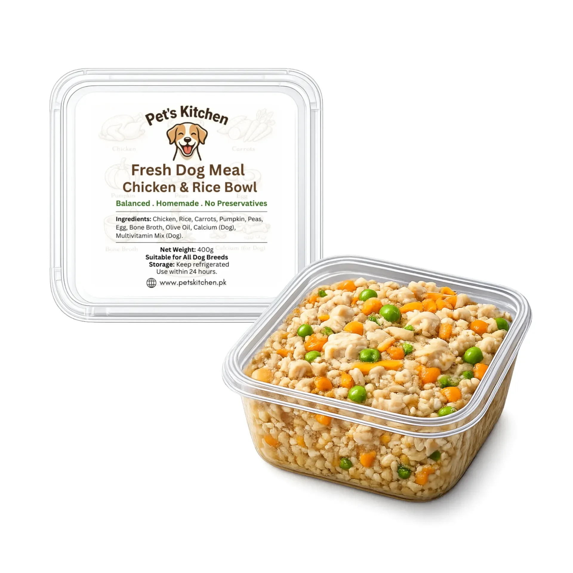 Chicken & Veggie Bowl 400g | Homemade Dog Food